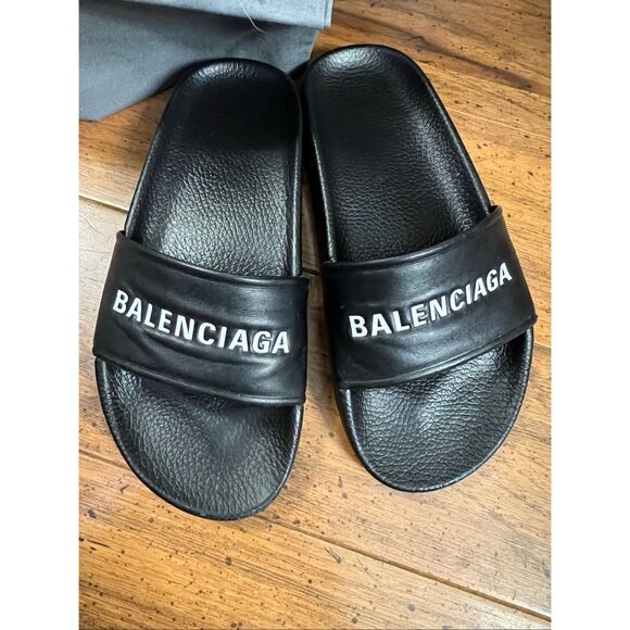 Balenciaga classic logo leather slides size 36 - Picture 1 of 8
